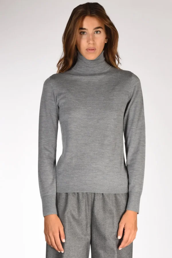 collo alto maglia grigio