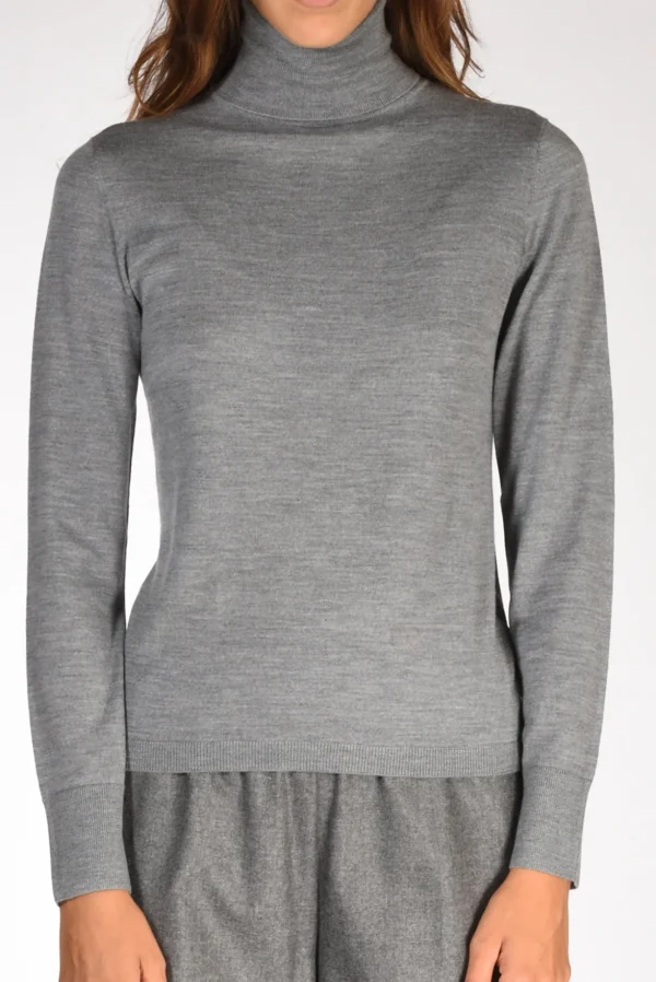 collo alto maglia grigio