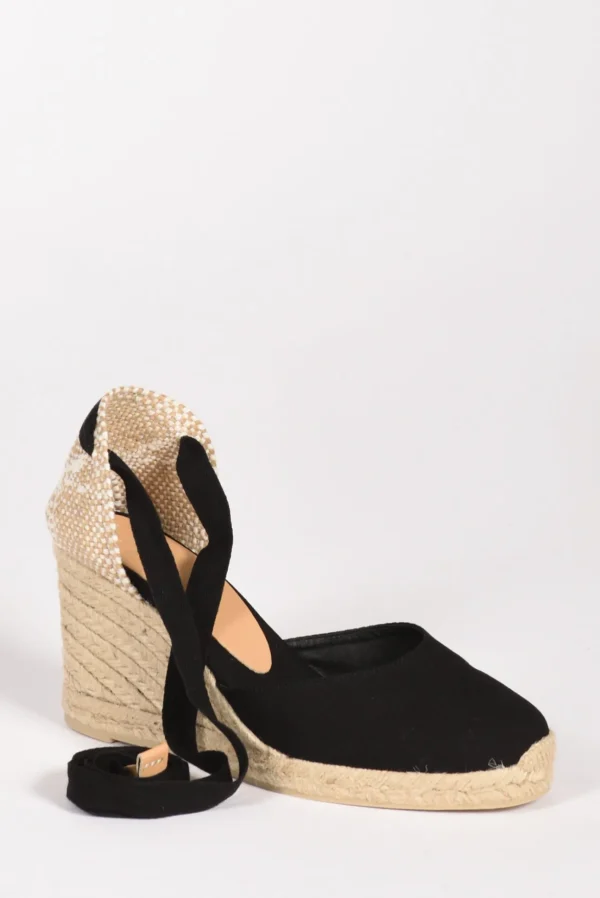 espadrillas zeppa nero/beige