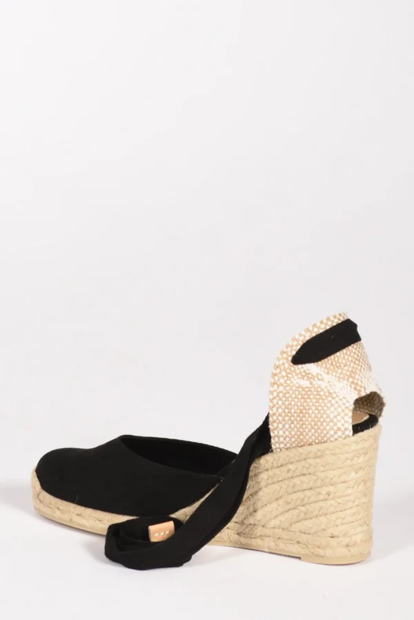 espadrillas zeppa nero/beige