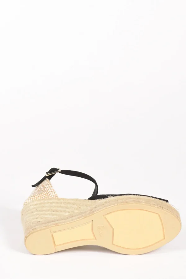 espadrillas zeppa nero/beige