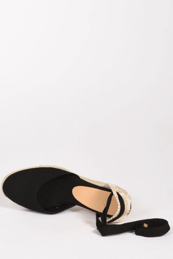 espadrillas zeppa nero/beige