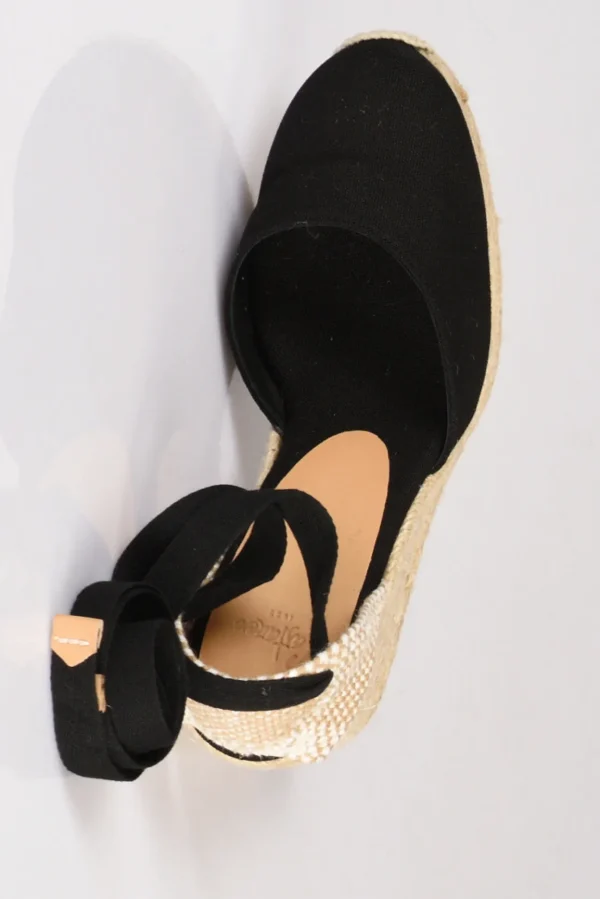 espadrillas zeppa nero/beige