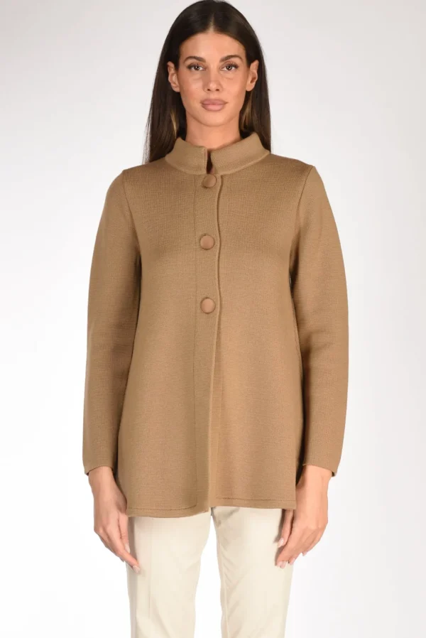 giacca di maglia beige cammello