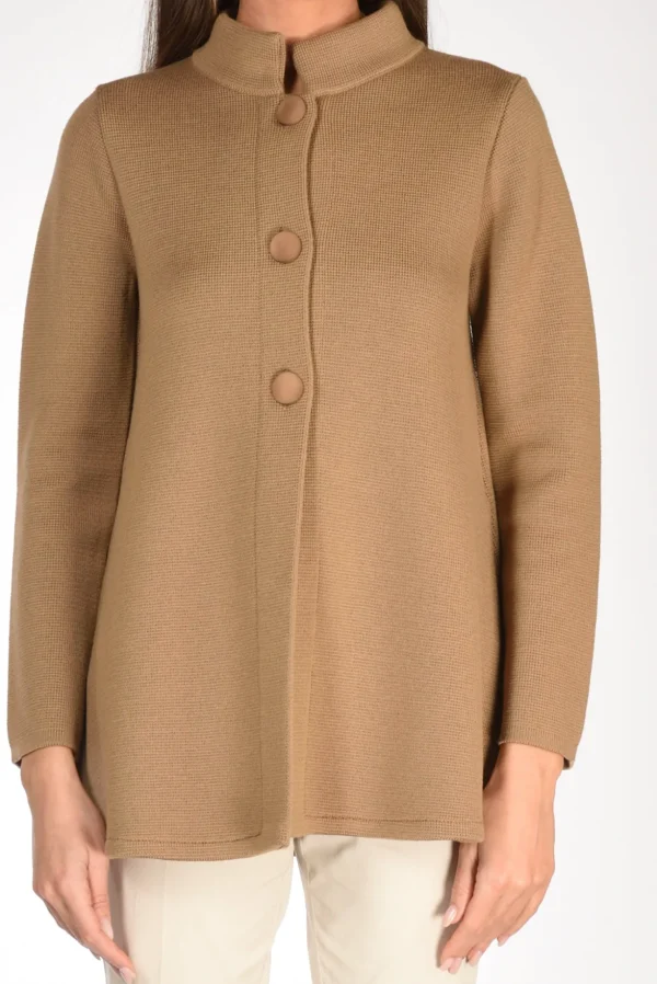 giacca di maglia beige cammello