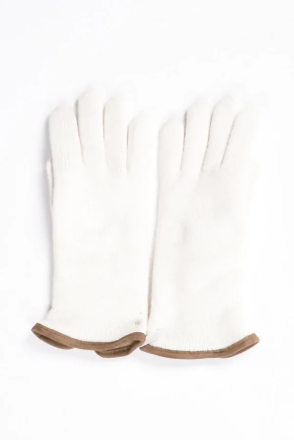 guanti in maglia bianco latte