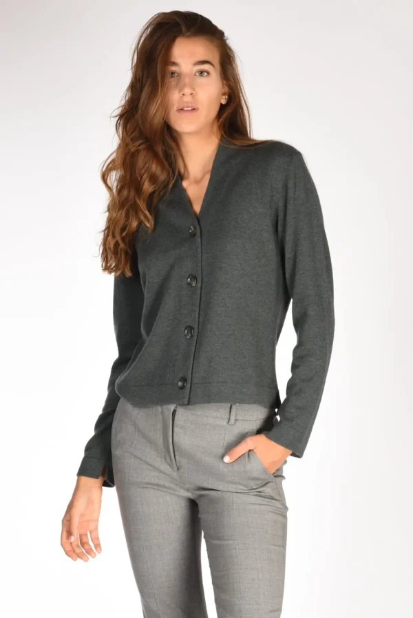 maglia cardigan grigio fango