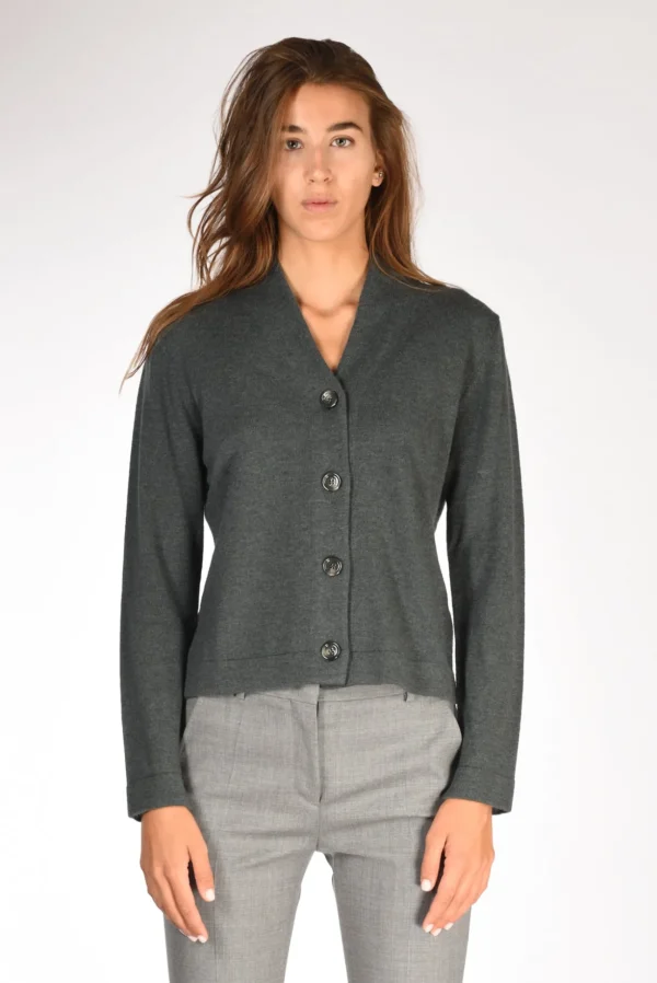 maglia cardigan grigio fango