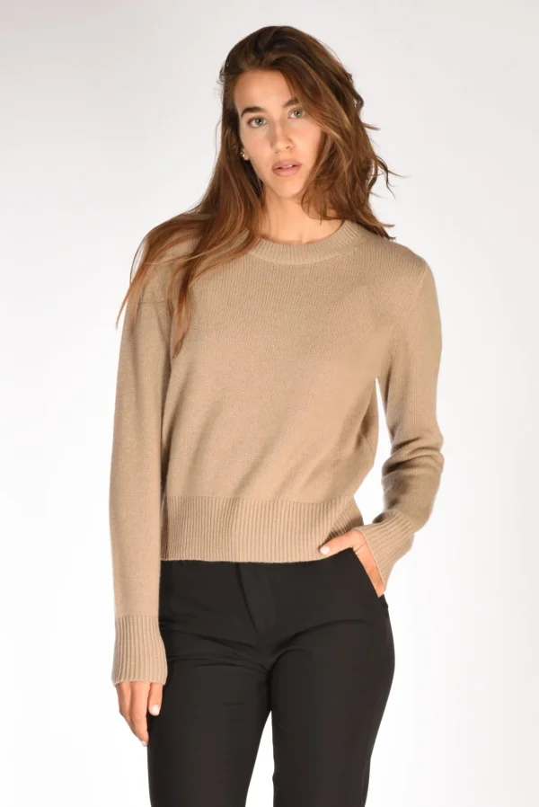 maglia girocollo beige scuro