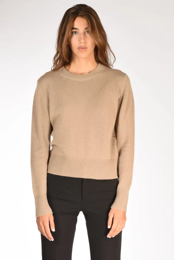 maglia girocollo beige scuro
