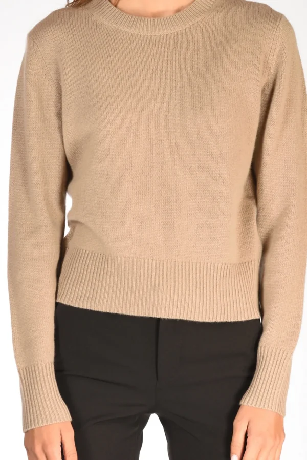 maglia girocollo beige scuro