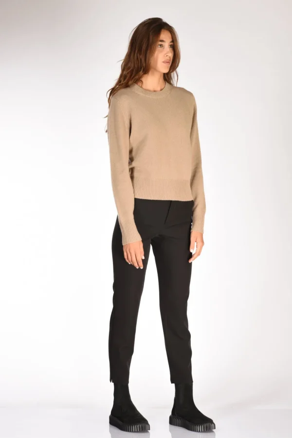 maglia girocollo beige scuro