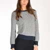 maglia girocollo blu/bianco