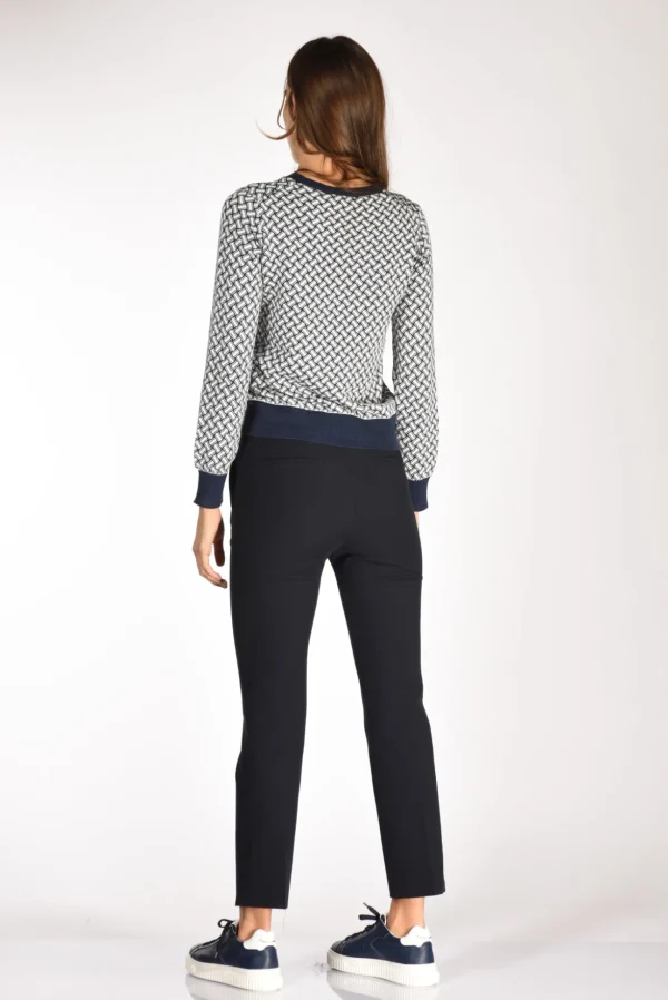 maglia girocollo blu/bianco