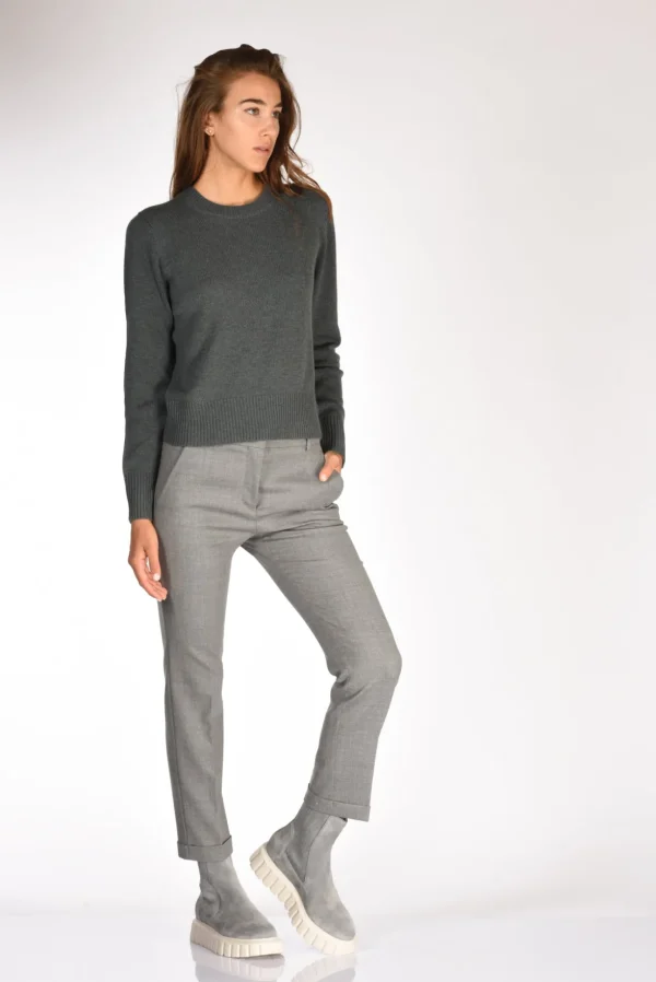 maglia girocollo grigio fango