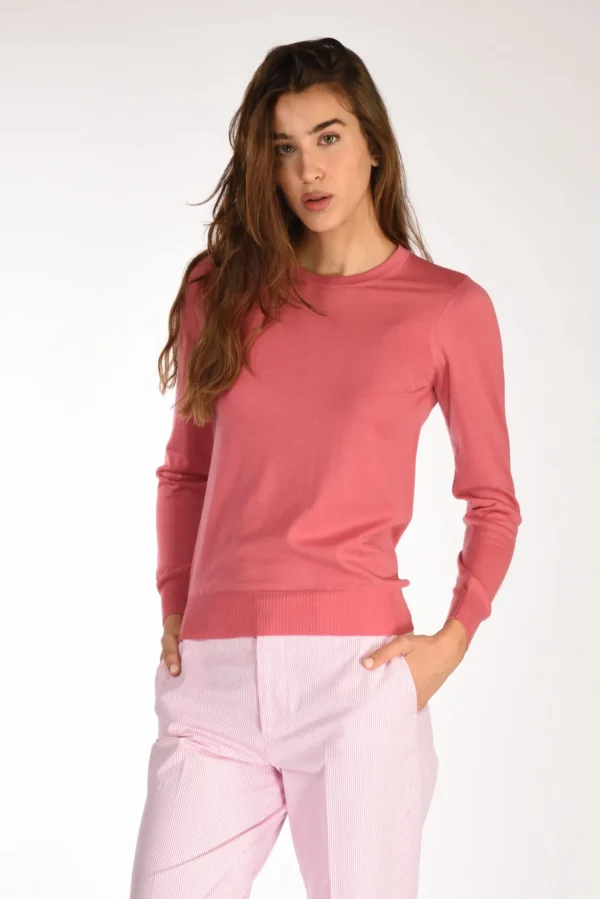 maglia girocollo rosa
