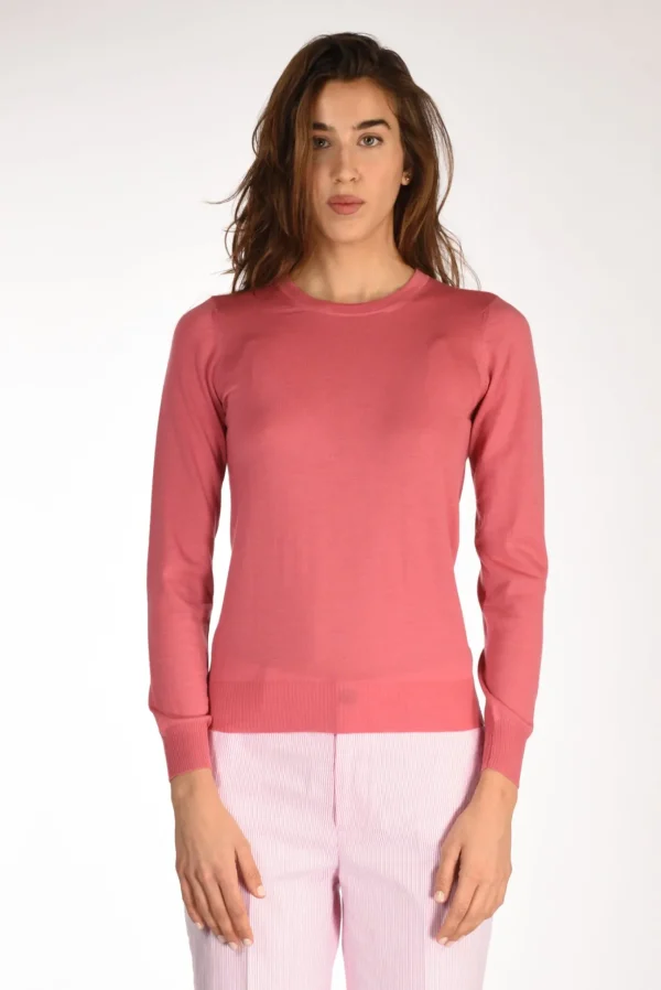 maglia girocollo rosa