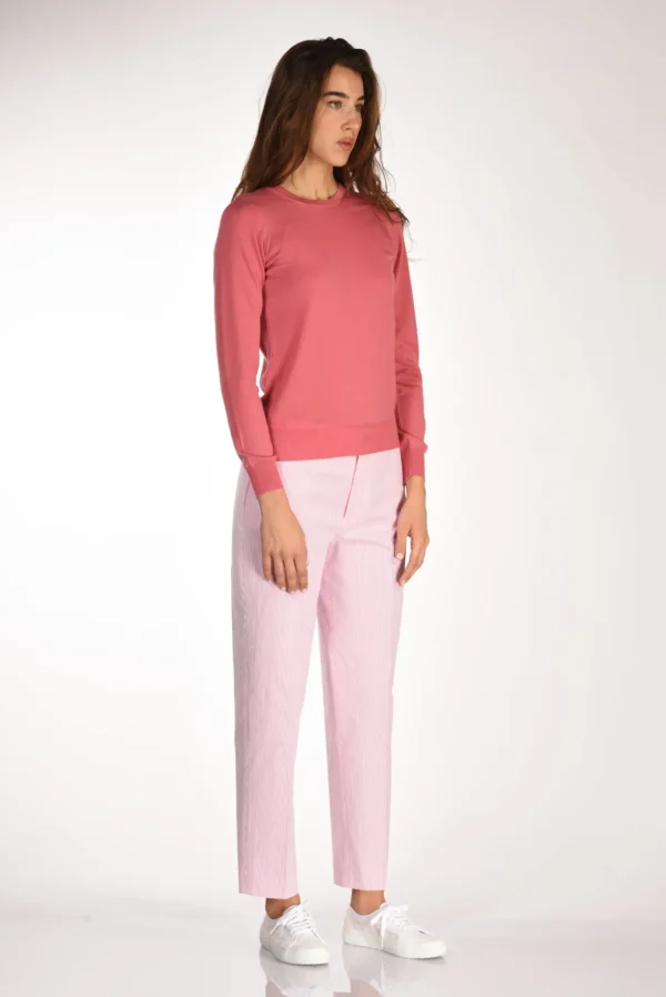 maglia girocollo rosa