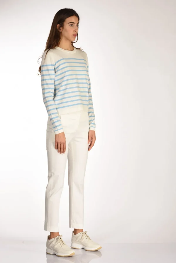 maglia rigata bianco/azzurro