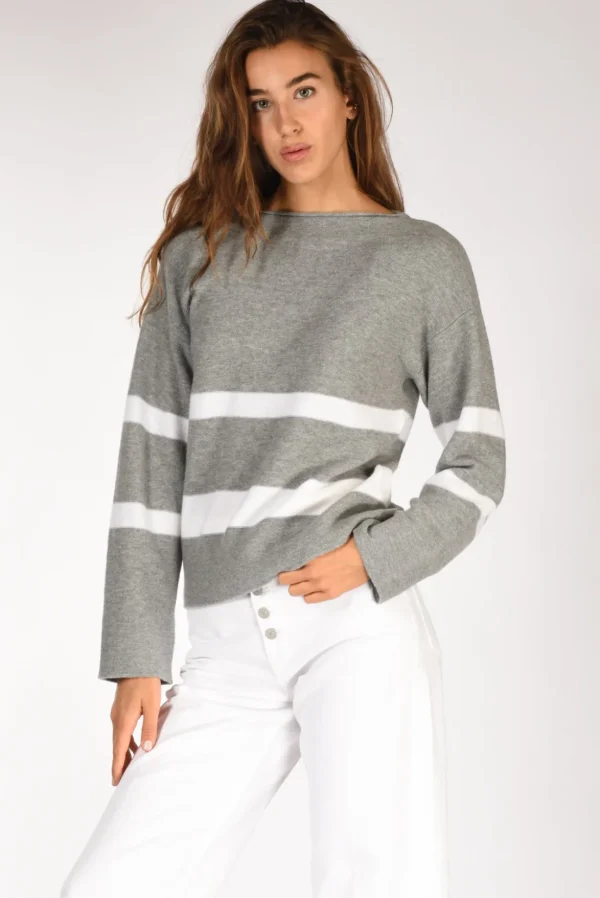 maglia rigata bianco/grigio