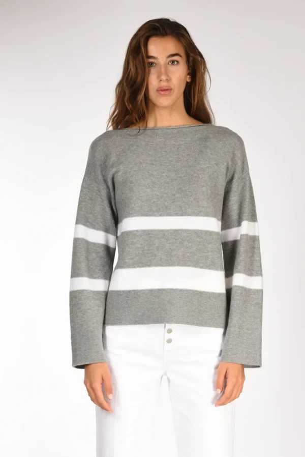 maglia rigata bianco/grigio