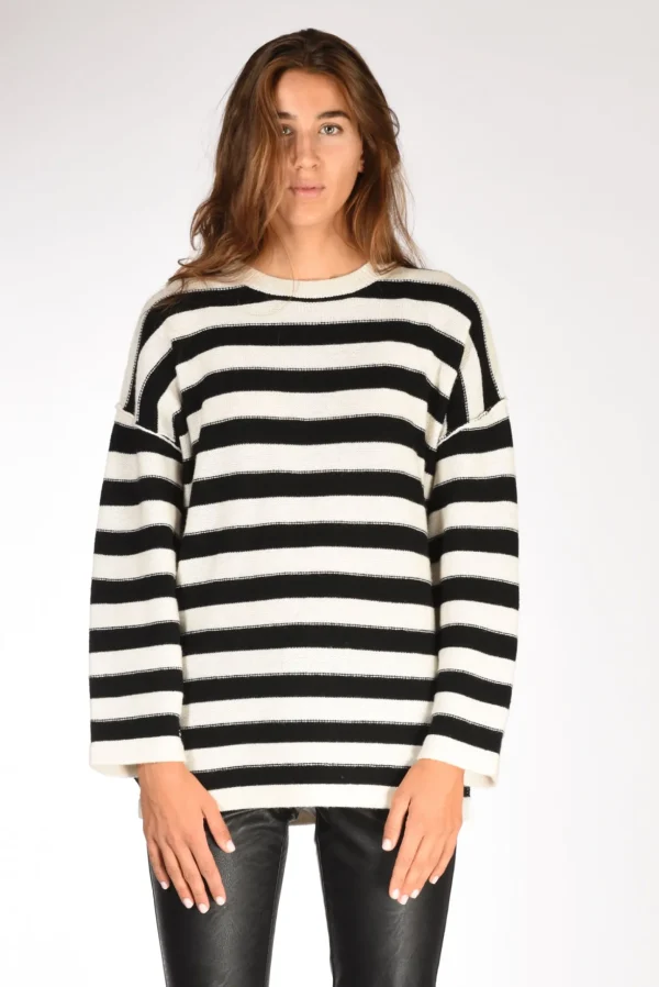 maglia rigata bianco/nero