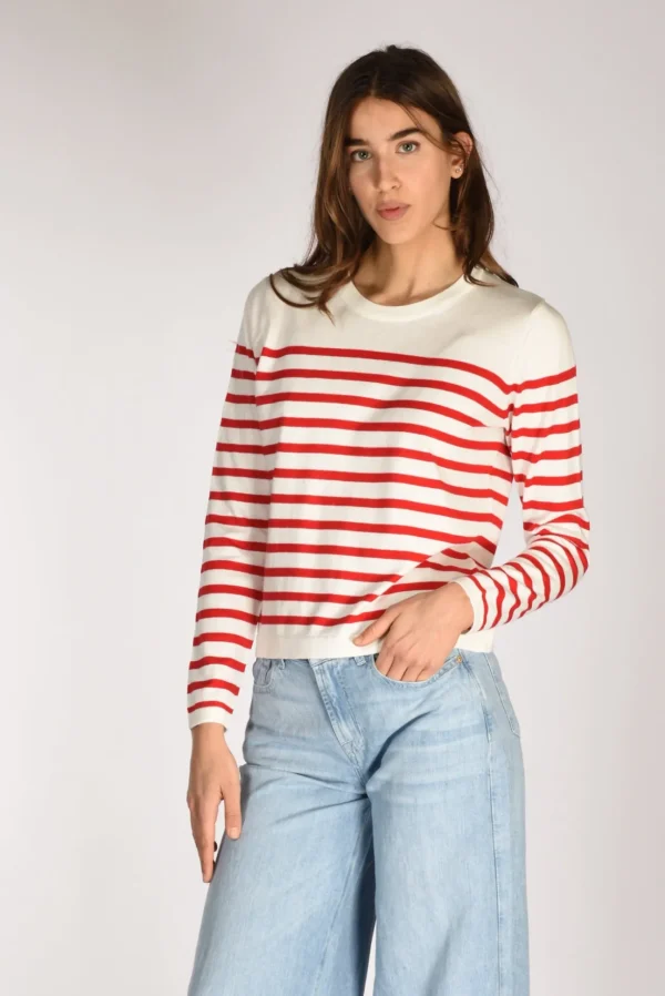 maglia rigata bianco/rosso