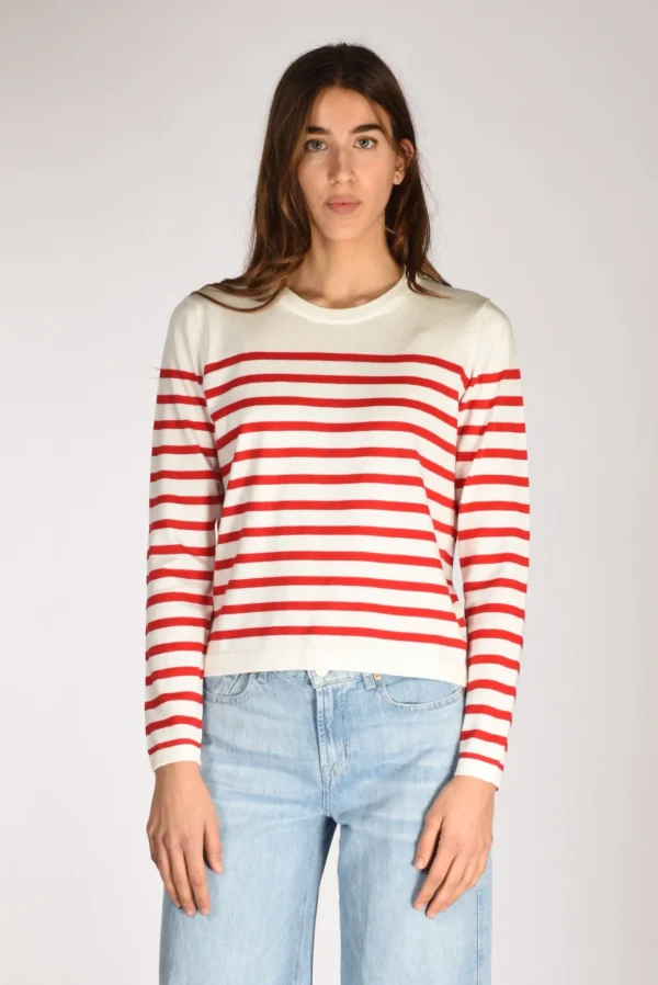 maglia rigata bianco/rosso