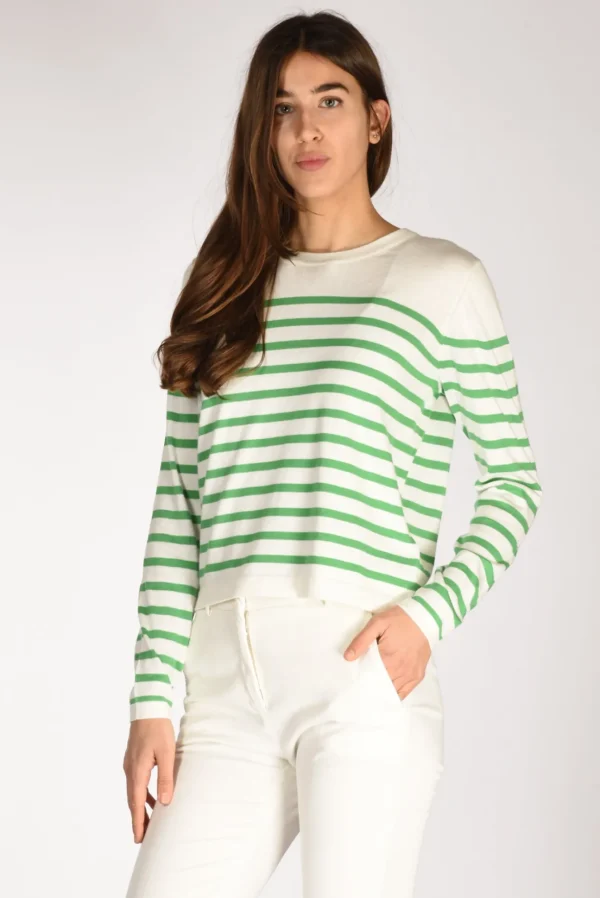 maglia rigata bianco/verde