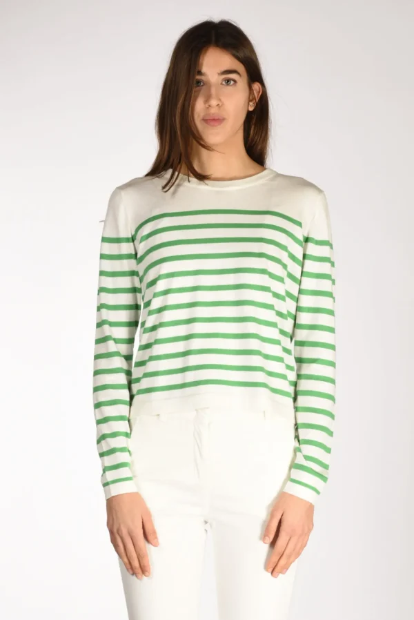 maglia rigata bianco/verde