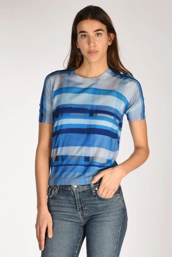 maglia stampata azzurro/blu