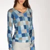 maglia stampata azzurro/blu