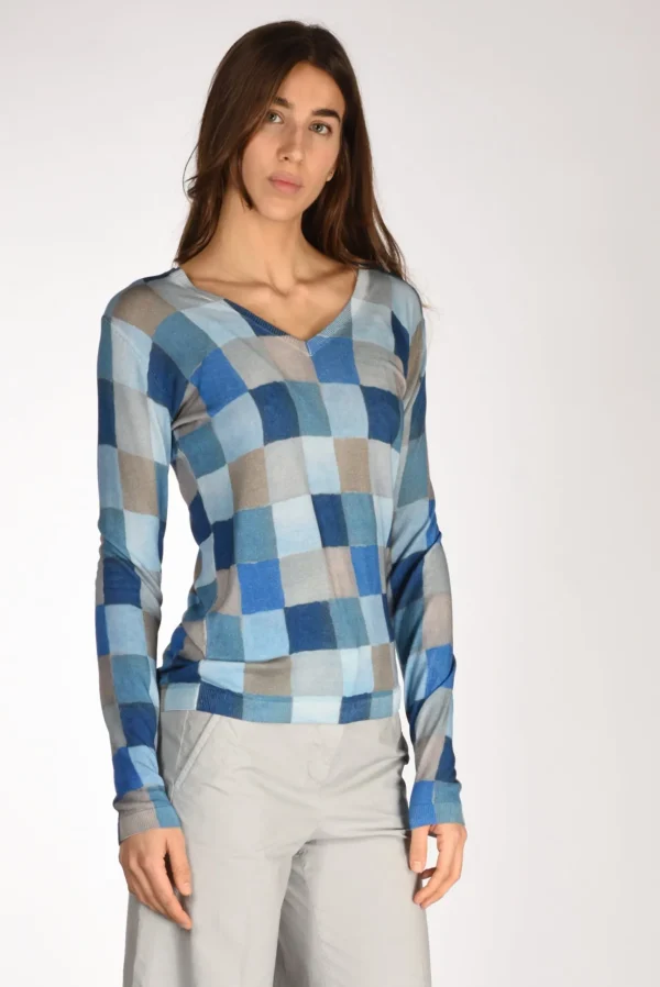 maglia stampata azzurro/blu