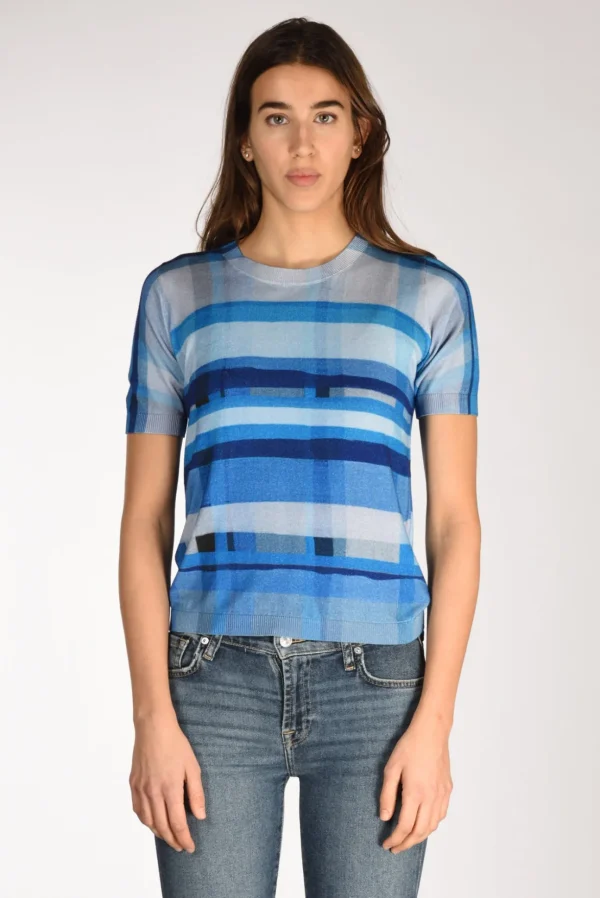 maglia stampata azzurro/blu
