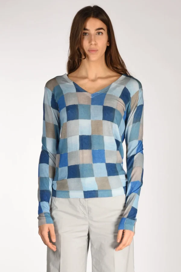 maglia stampata azzurro/blu