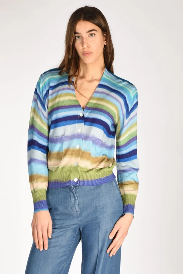 maglia stampata azzurro/multicolor