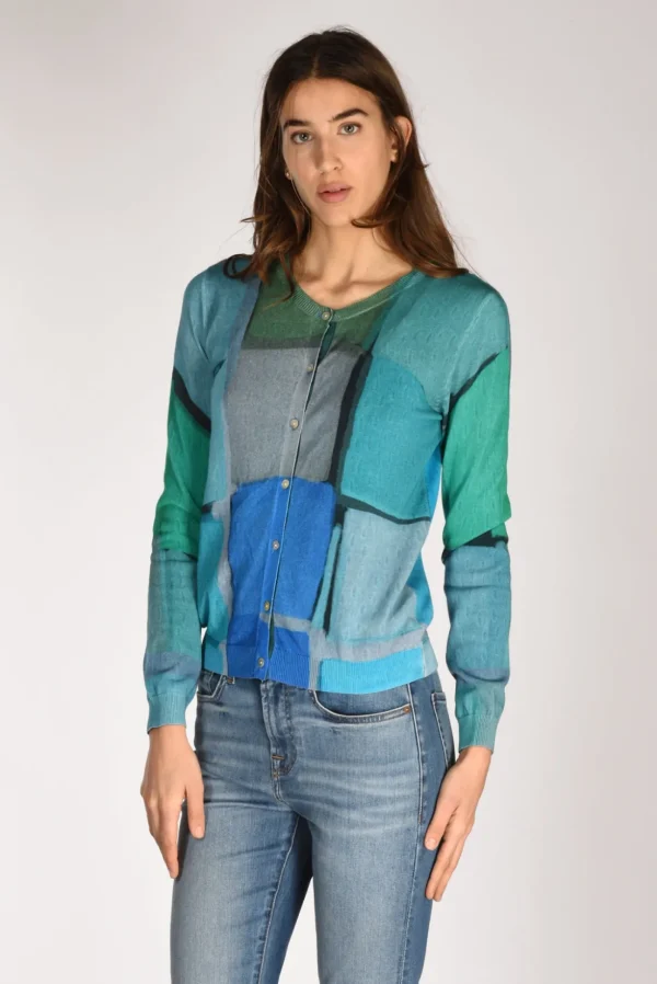 maglia stampata azzurro/multicolor