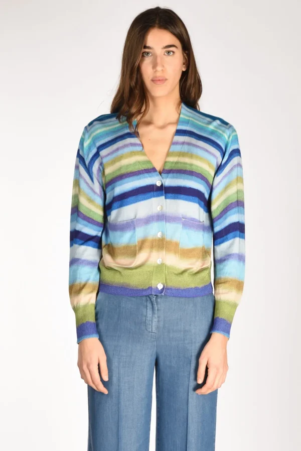 maglia stampata azzurro/multicolor