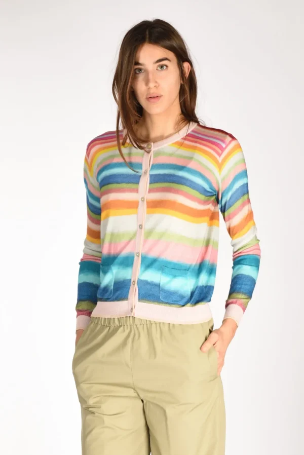 maglia stampata azzurro/rosa/verde