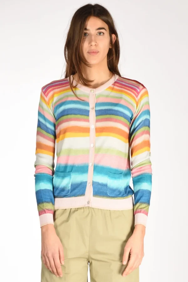 maglia stampata azzurro/rosa/verde