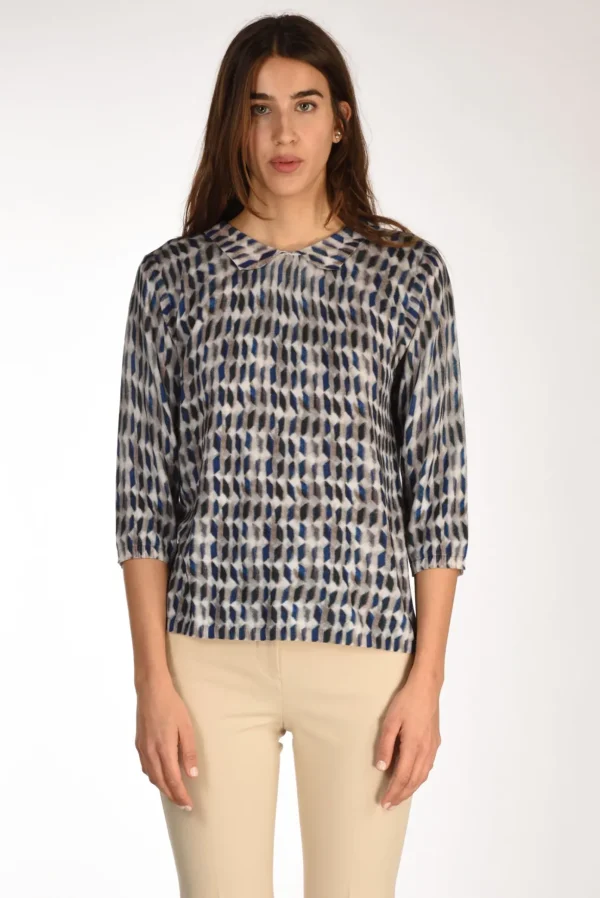 maglia stampata beige/blu