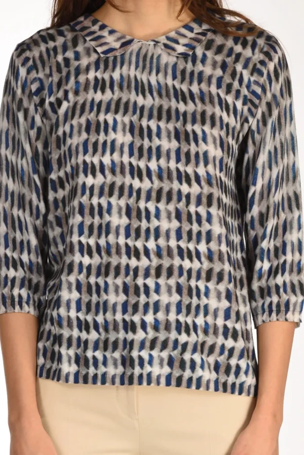 maglia stampata beige/blu