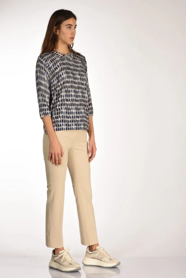 maglia stampata beige/blu