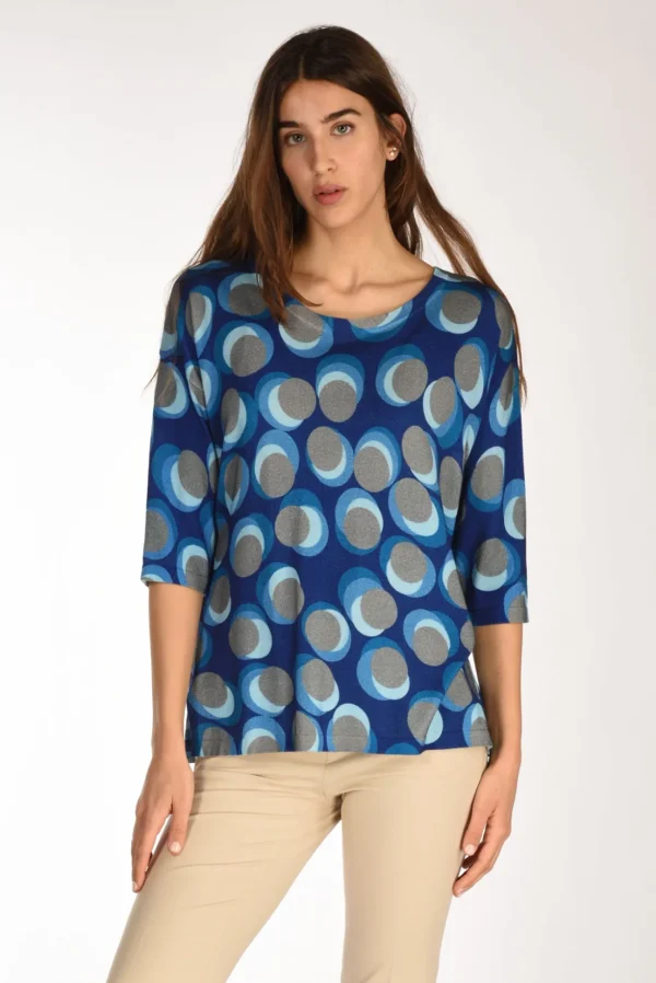 maglia stampata blu/azzurro