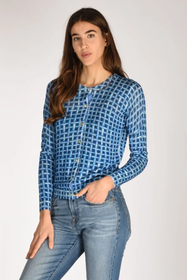 maglia stampata blu/azzurro