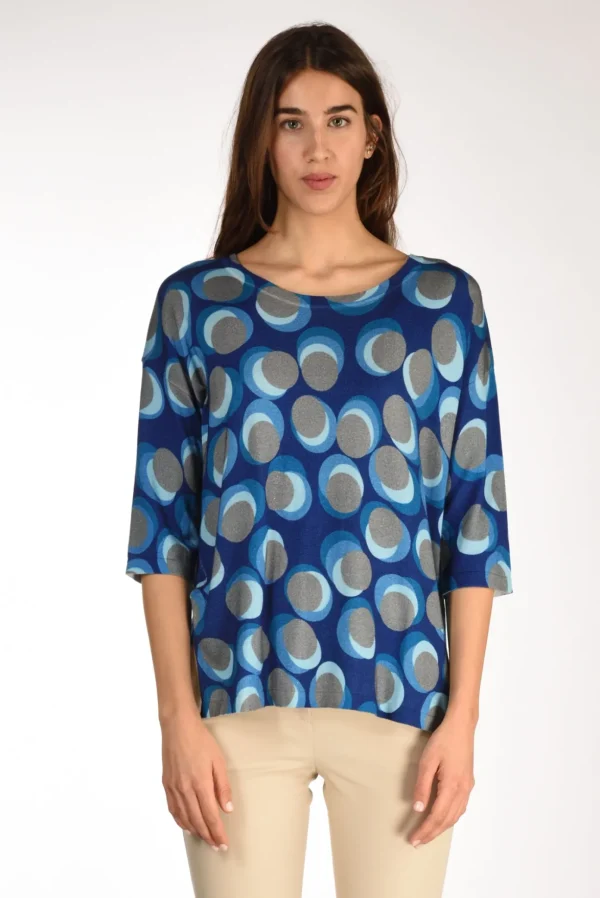 maglia stampata blu/azzurro
