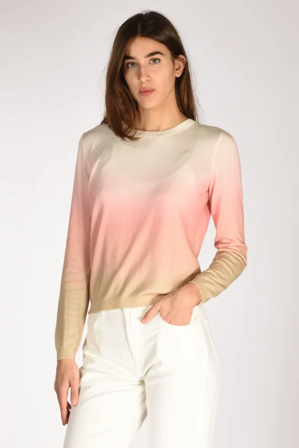 maglia stampata rosa/beige