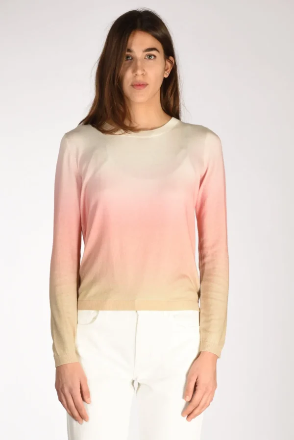 maglia stampata rosa/beige