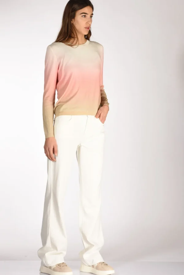 maglia stampata rosa/beige