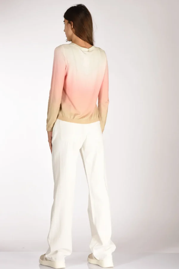 maglia stampata rosa/beige